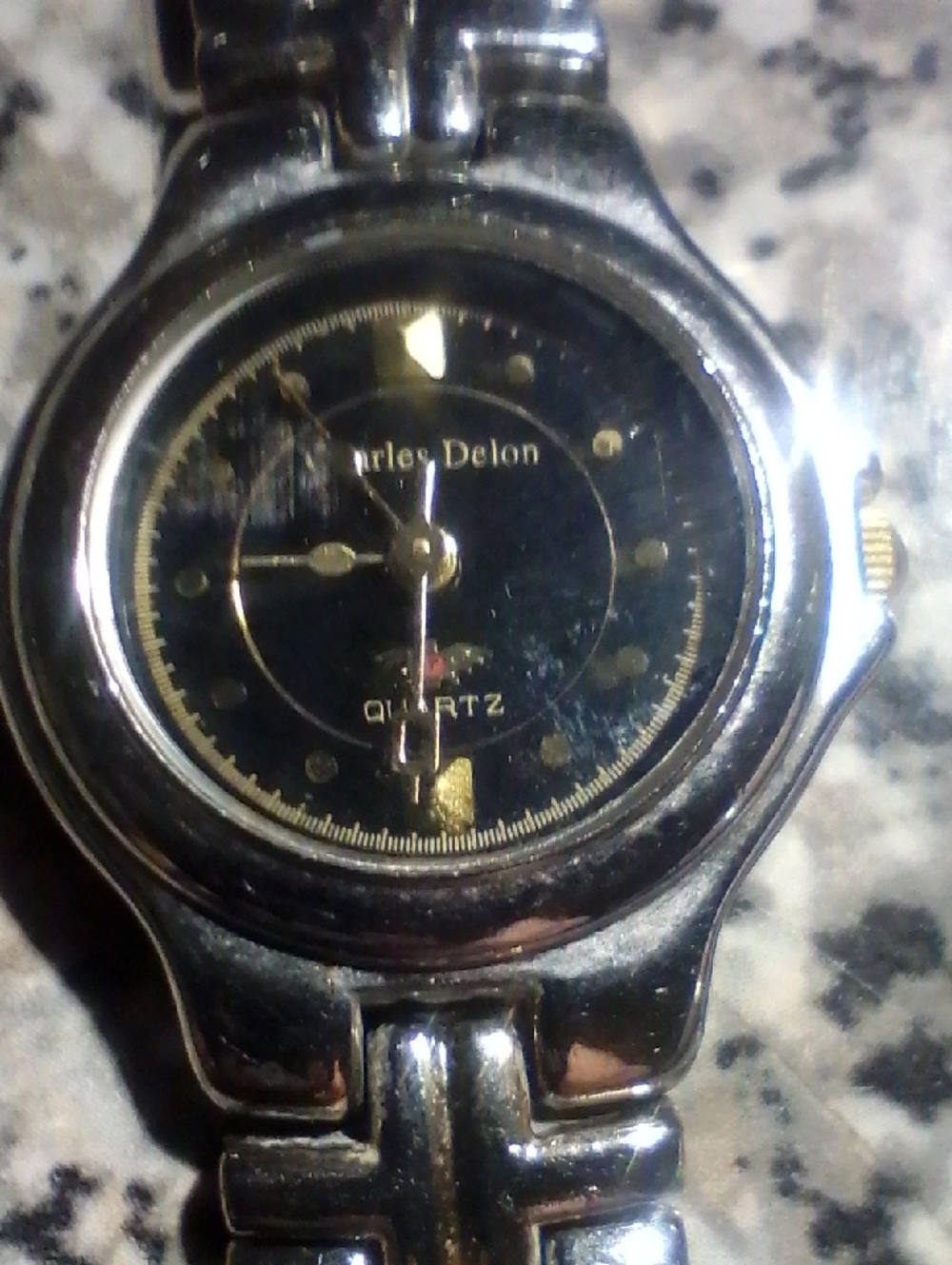 Men's Black and Silver Quartz Bracelet Watch
